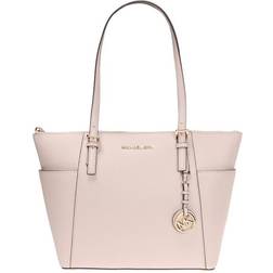 Michael Kors Jet Set Large Saffiano Leather Top-Zip Tote Bag - Soft Pink