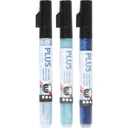 Plus Color Acrylic Paint Blue Shades Markers 1.2mm 3-pack