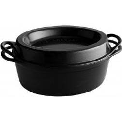 Le Creuset Black Doufeu Cast Iron Oval Roaster med lock 6.9 L