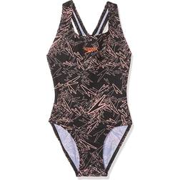 Speedo Boom Allover Splashback Swimsuit - Black/Coral (8108438228-24)