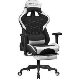 Songmics Footrest Gaming Chair - Black/White