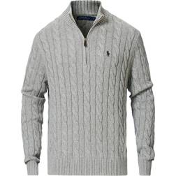 Polo Ralph Lauren Cable-Knit Half Zip Sweater - Fawn Gray Heather