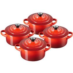 Le Creuset Cerise Sett med lock 4 delar 0.25 L 10 cm