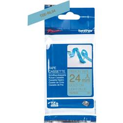 Brother P-Touch Ribbon Tape Gold on Light Blue