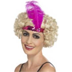 Smiffys Flapper Headband with Feather Pink