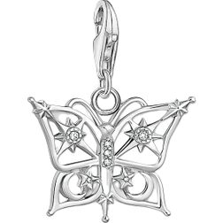Thomas Sabo Butterfly Star & Moon Charm Pendant - Silver/White