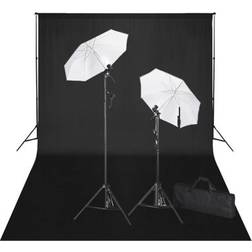 vidaXL Photo Studio Set with Black Background 600x300 And Lights