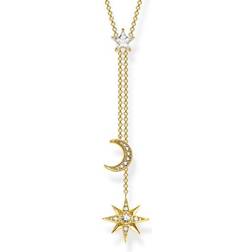 Thomas Sabo Star & Moon Necklace - Gold/White