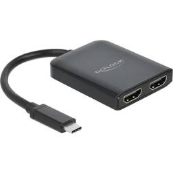 DeLock Splitter USB C-2HDMI M-F 0.2m