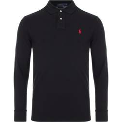 Polo Ralph Lauren Slim Fit Mesh Long Sleeve Polo Shirt - Black