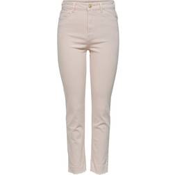 Only High Waist Trousers - Beige/Ecru