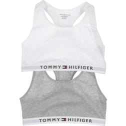 Tommy Hilfiger Organic Cotton Logo Bralette 2-Pack - Mid Grey Heather/White (UG0UG00381-0UD)