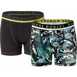 Pierre Robert Young Boxer for Boys 2-Pack - Petrol/Black (601-162-713)