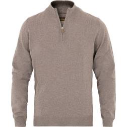 Stenströms Merino Half Zip Knitted Top - Mud Brown