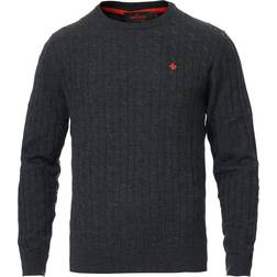 Morris Merino Cable O-Neck Sweater - Grey