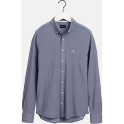 Gant Pique Solid Long-Sleeved Shirt - Blue