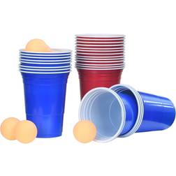 vidaXL Plastic Cups Beer Pong Blue/Red 100-pack