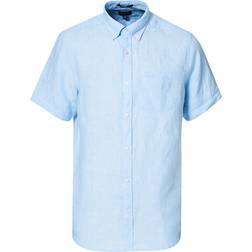 Gant Regular Fit Short Sleeve Linen Shirt - Capri Blue