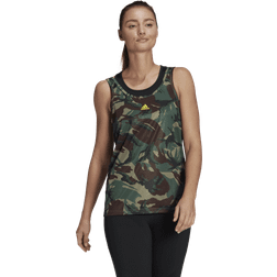 Adidas Aeroready Designed 2 Move Camouflage Print Tank Top Women - Green Oxide/Acid Yellow