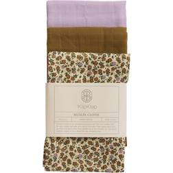 by KlipKlap Muslin Cloth Golden Brown/Wild Flower Lilac/Lilac 3-pack