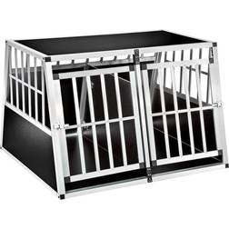 tectake Dog Cage Double with Sloping Back with Partition