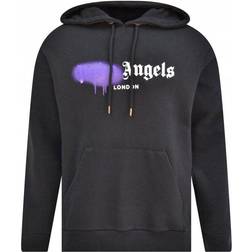 Palm Angels Sprayed Logo Print Hoodie Unisex - Black/Blue