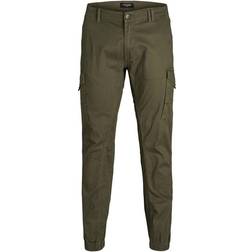 Jack & Jones Paul Flake AKM 542 Plus Size Cargo Trousers - Green/Olive Night