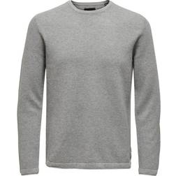 Only & Sons Texture Knitted Pullover - Grey/Medium Grey Melange