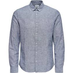 Only & Sons Solid Long Sleeved Shirt - Blue/Dress Blues
