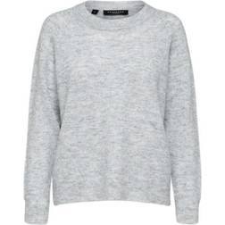 Selected Rounded Wool Mixed Sweater - Light Grey Melange