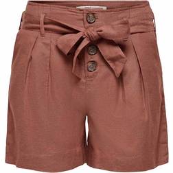 Only High Waist Belt Shorts - Red/Apple Butter