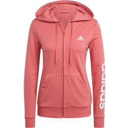 Adidas Women Sportswear Essentials Logo Full-Zip Hoodie - Hazy Rose/White