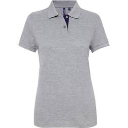 ASQUITH & FOX Short Sleeve Contrast Polo Shirt - Heather/ Navy