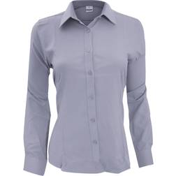 Henbury Ladies Wicking Long Sleeve Work Shirt - Slate Grey