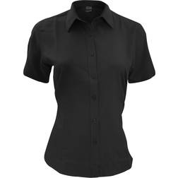 Henbury Ladies Wicking Short Sleeve Work Shirt - Black