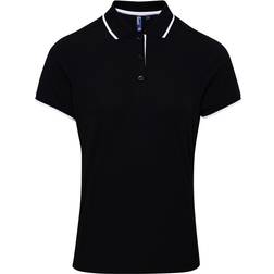 Premier Women's Contrast Tipped Coolchecker Polo Shirt - Black/White