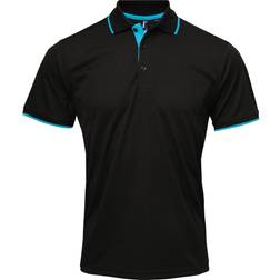 Premier Contrast Coolchecker Polo Shirt - Black/Turquoise