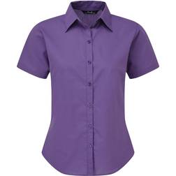 Premier Women's Short Sleeve Poplin Blouse - Purple