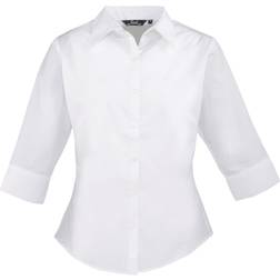 Premier Women's Poplin Three-Quarter Sleeve Blouse - White