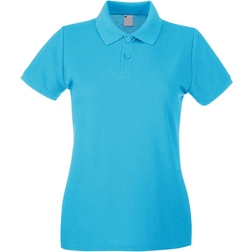 Universal Textiles Women's Fitted Short Sleeve Casual Polo Shirt - Cyan