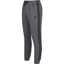 Adidas Essentials French Terry Tapered-Cuff 3-Stripes Pants - Dark Grey Heather/Black