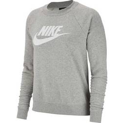 Nike Sportswear Essential Fleece Crew Sweatshirt - Dark Gray Heather/Matte Silver/White