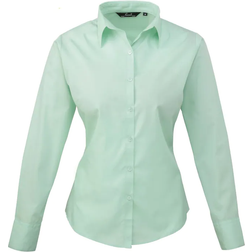 Premier Women's Long Sleeve Poplin Blouse - Aqua