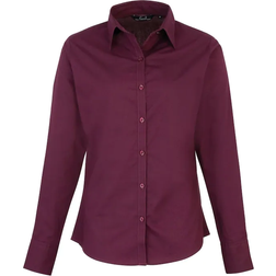 Premier Women's Long Sleeve Poplin Blouse - Aubergine