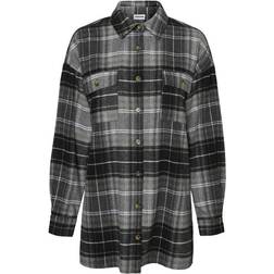 Noisy May Loose Fit Shirt - Black/Checks Bw/Grey