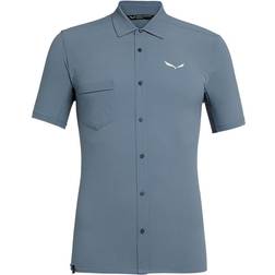 Salewa Puez Minicheck 2 Dry Short Sleeve Shirt - Grey/Flint Stone