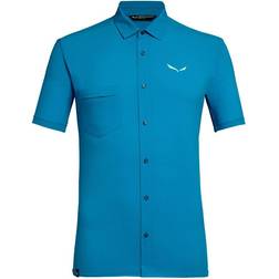 Salewa Puez Minicheck 2 Dry Short Sleeve Shirt - Blue/Blue Danube