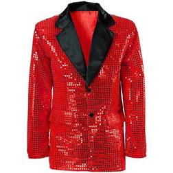 Widmann Sequin Jacket Red with Black Collar