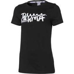 Puma Alpha Logo Short Sleeve Girl's Tee - Puma Black (580213-01)