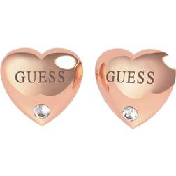 Guess Lovers Hearts Earrings - Rose Gold/Transparent